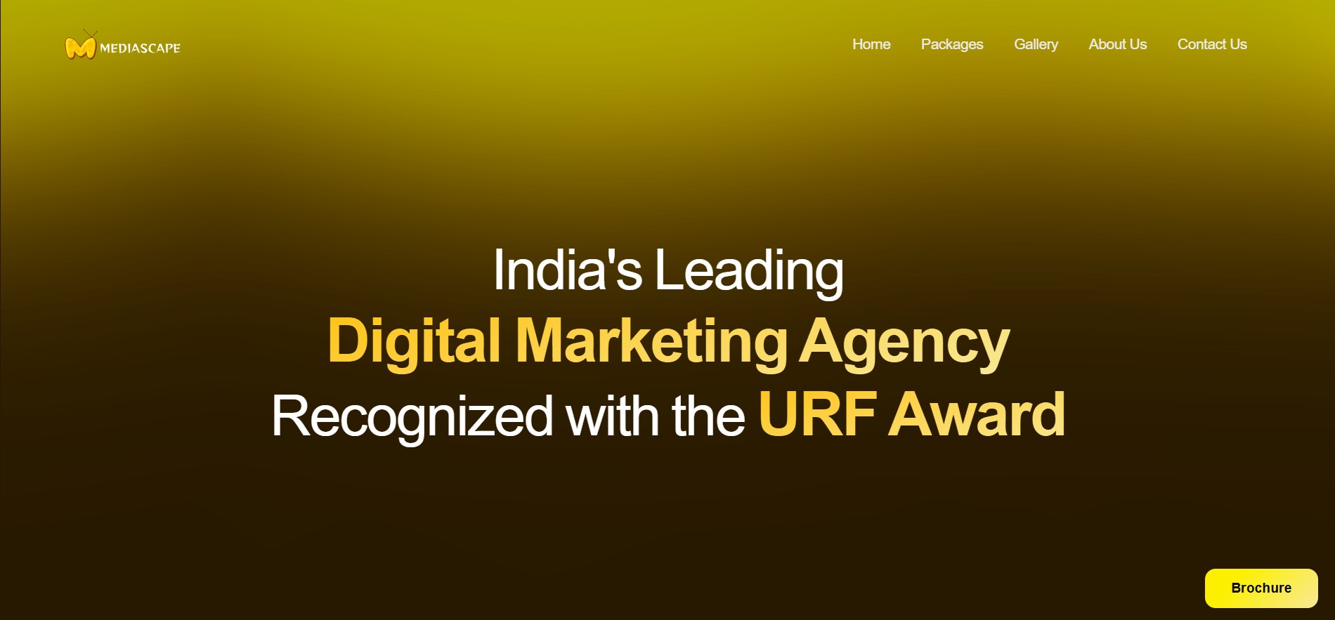 Mediascape — Homepage hero "India's Leading Digital Marketing Agency, URF Award"